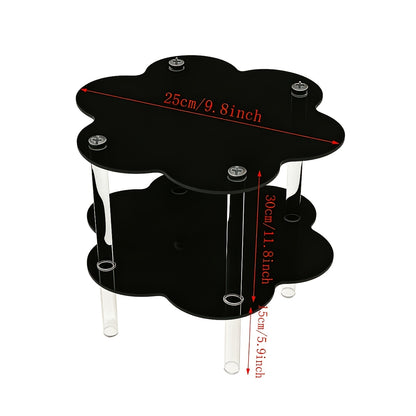 Dimension diagram of the black cloud-shaped acrylic side table