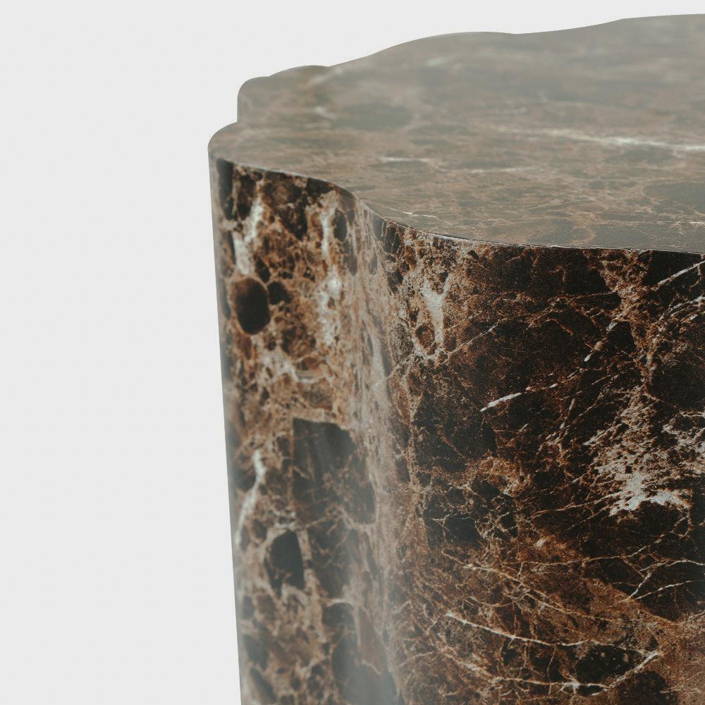 Brown Marble-Look Scalloped Tables, Set of 2