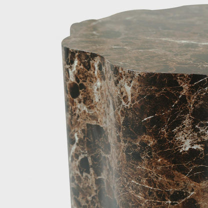 Brown Marble-Look Scalloped Tables, Set of 2