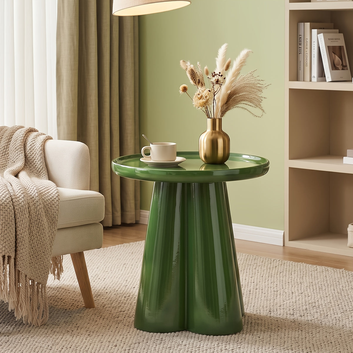 High-Gloss Petal-Base Tray Side Table — main product image