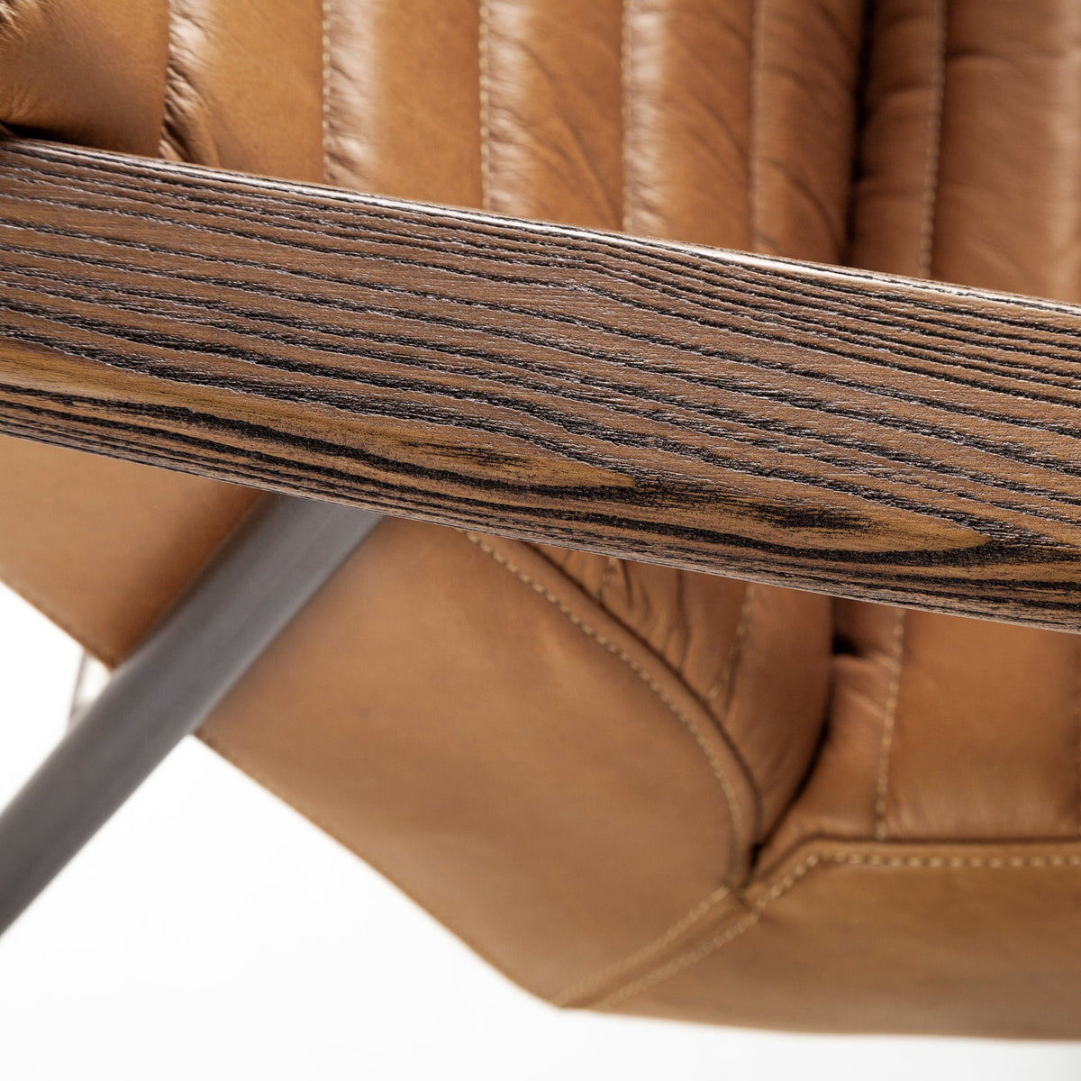 37" Tan And Brown Faux Leather Tufted Arm Chair - 380389