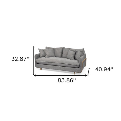 84" Gray Fabric Sofa With Brown Legs - 606783