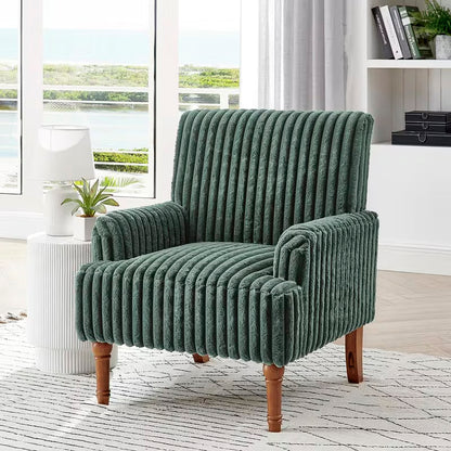 Wide-Wale Corduroy Accent Chair with Wood Legs — army green wide-ribbed chair