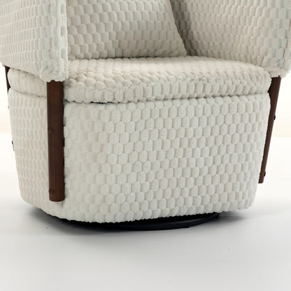 Textured Swivel Accent Chair with Storage — seat cushion resting on the storage base