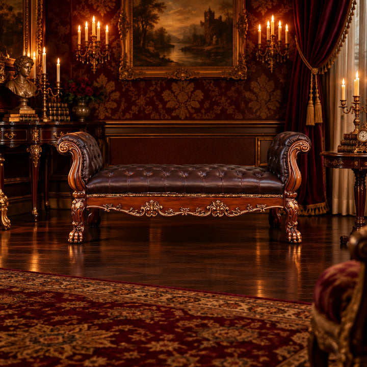 Cherrywood Upholstered Bedroom Bench — gallery view 2 of 5