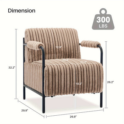 Ribbed Accent Chair with Adjustable Foot Pads — chair dimensions diagram