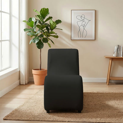 Black velvet curved yoga chaise lounge