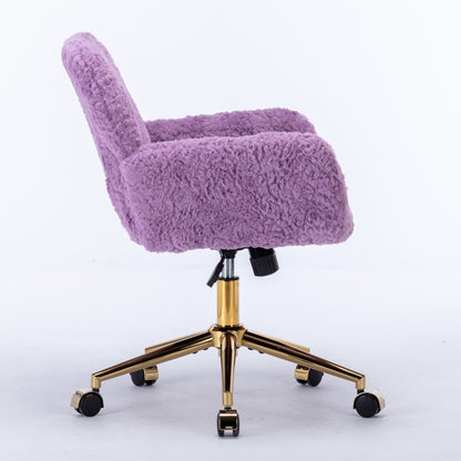 Purple swivel chair side view on a white background