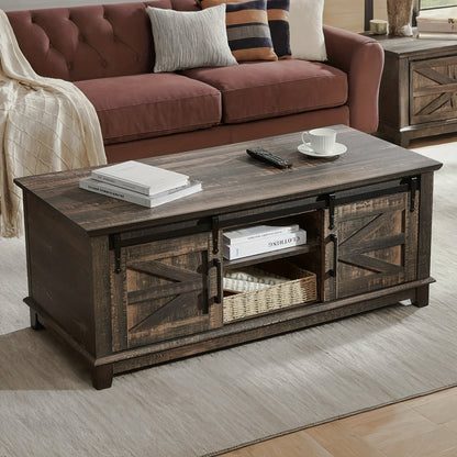 High view barn-door table