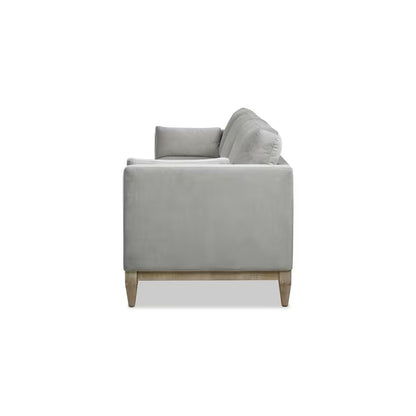 Knox Opal Grey Velvet Sofa — side profile.