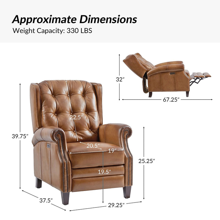 Hulala Leather Power Recliner with USB-C — gallery view 9 of 17