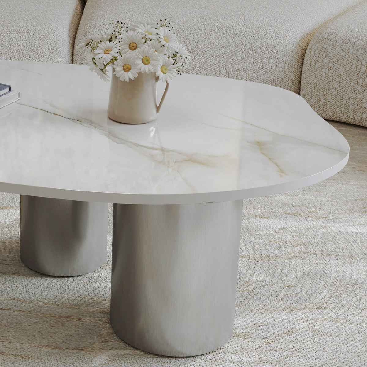 49.2-Inch Freeform Faux-Marble Coffee Table