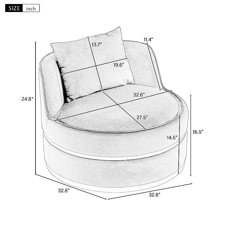 Sable Blue Velvet Swivel Barrel Chair — gallery view 9 of 9