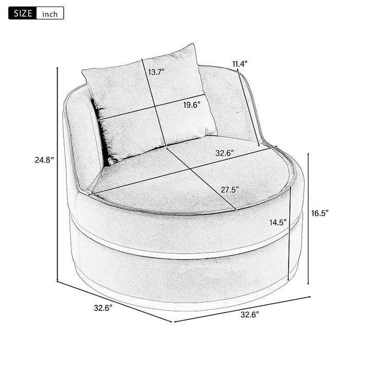 Sable Blue Velvet Swivel Barrel Chair — gallery view 9 of 9