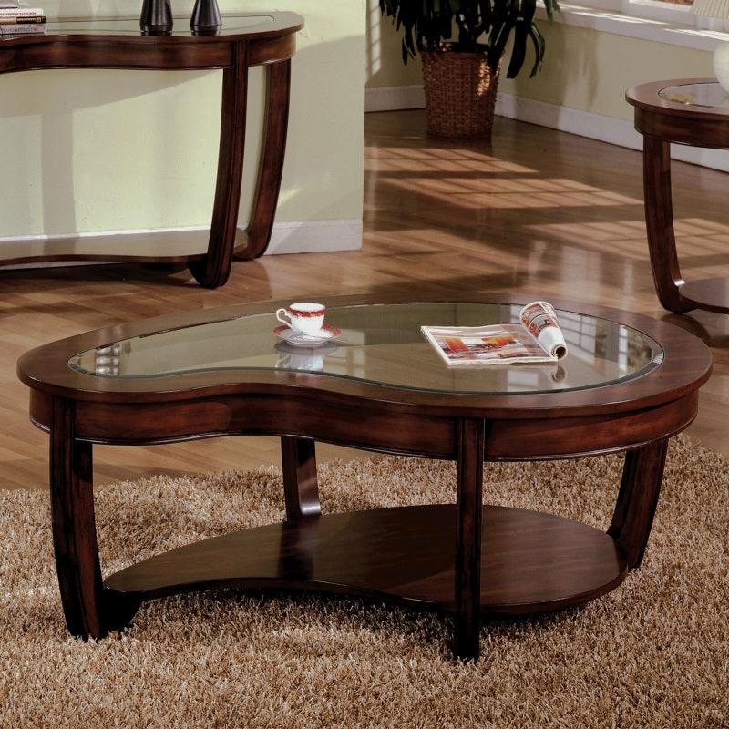 51-Inch Beveled Glass Coffee Table with Open Shelf