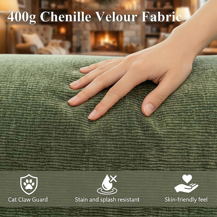 Green Chenille Convertible Sleeper Chair — gallery view 9 of 10