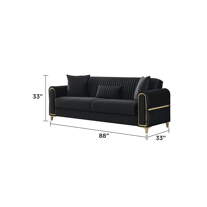Melody Black Three-Piece Convertible Living Room Set — gallery view 8 of 10