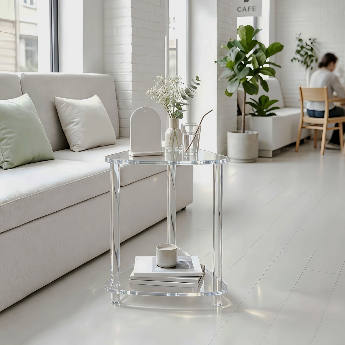 Triangular Two-Tier Patio Side Table