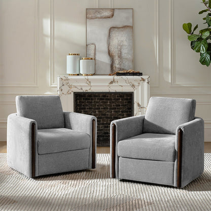 Hulala Gray Chenille Swivel Armchair — gallery view 4 of 12
