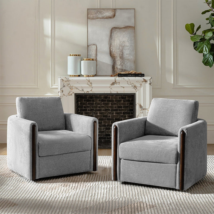 Hulala Gray Chenille Swivel Armchair — gallery view 4 of 12