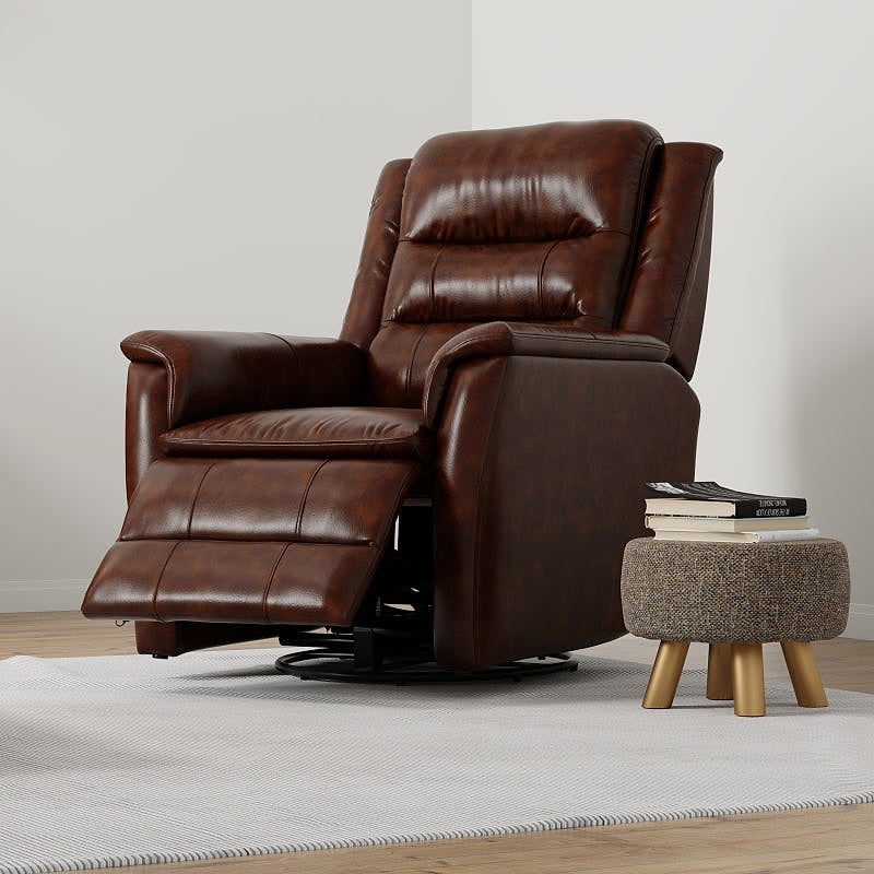 Cognac Swivel Glider Recliner — gallery view 3 of 8