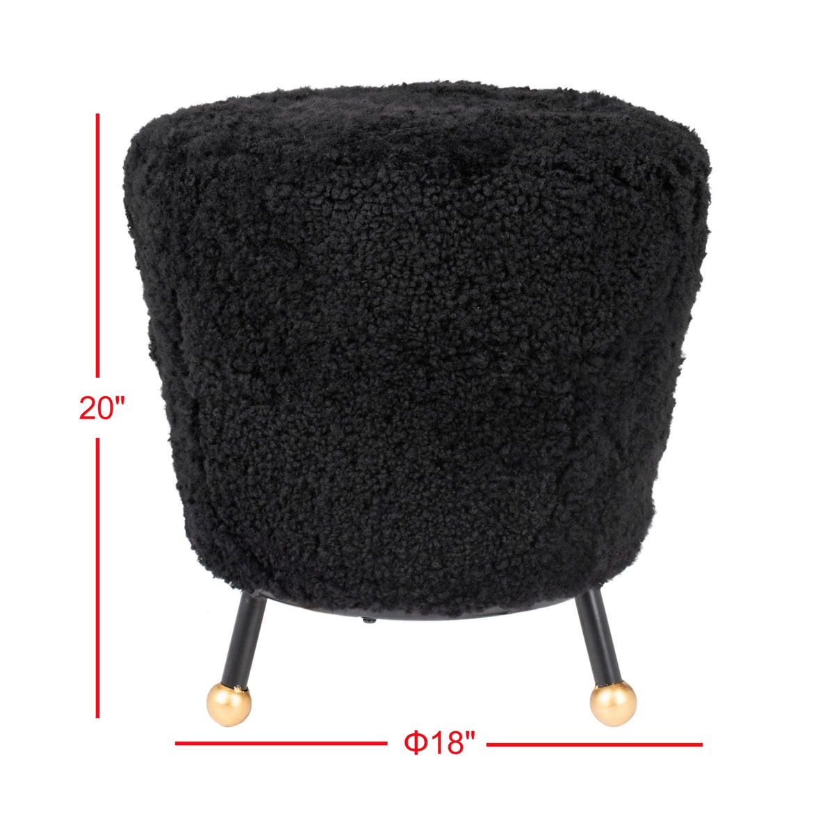 Oriana Black Shag Ottoman — black shag ottoman dimensions diagram