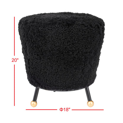 Oriana Black Shag Ottoman — black shag ottoman dimensions diagram