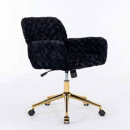 Side view of the black faux alpaca chair