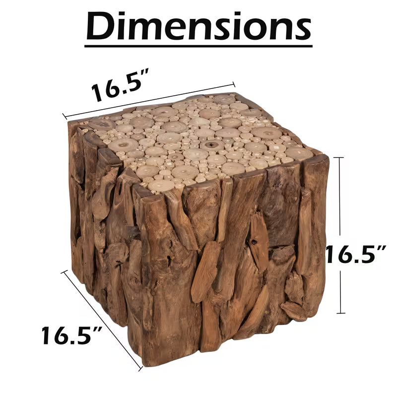 Dimension diagram of the root-style cube end table
