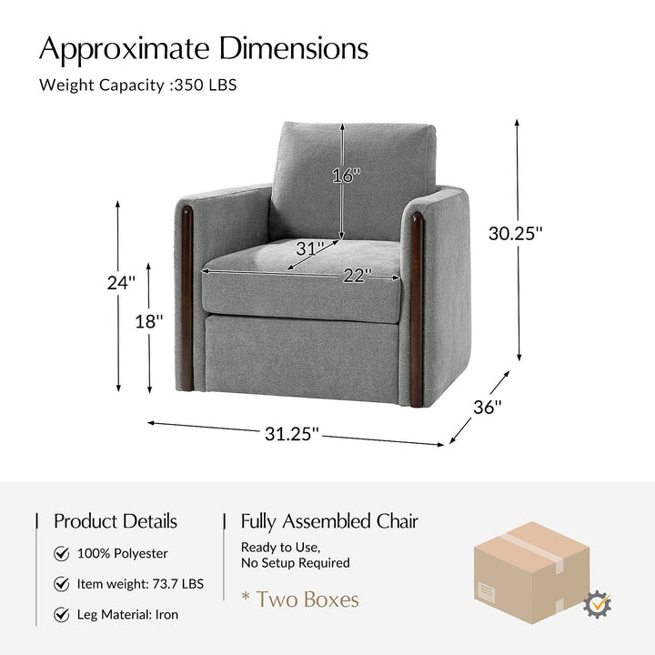 Hulala Gray Chenille Swivel Armchair — gallery view 12 of 12