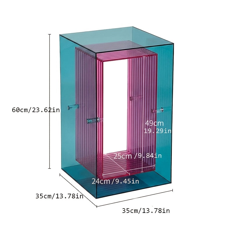 Dimension diagram of the upright acrylic side cabinet