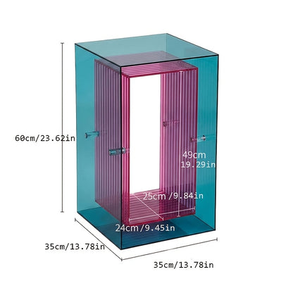 Dimension diagram of the upright acrylic side cabinet