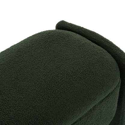 Dark Green Bouclé-Style Storage Bench