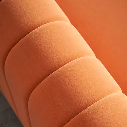 Orange Channel-Back Sofa with Gold-Tone Accents