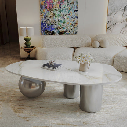 49.2-Inch Freeform Faux-Marble Coffee Table