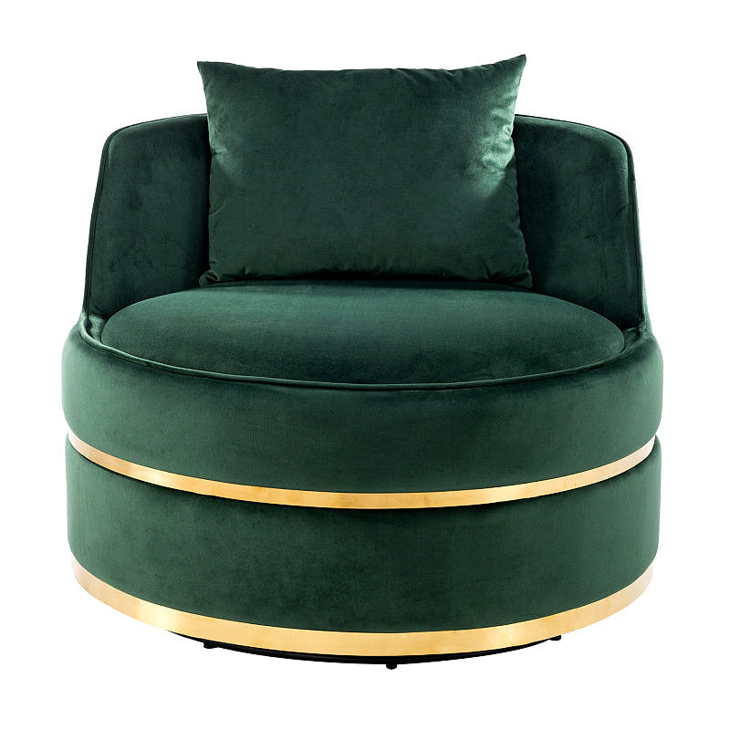 Sable Green Velvet Swivel Barrel Chair — gallery view 2 of 9