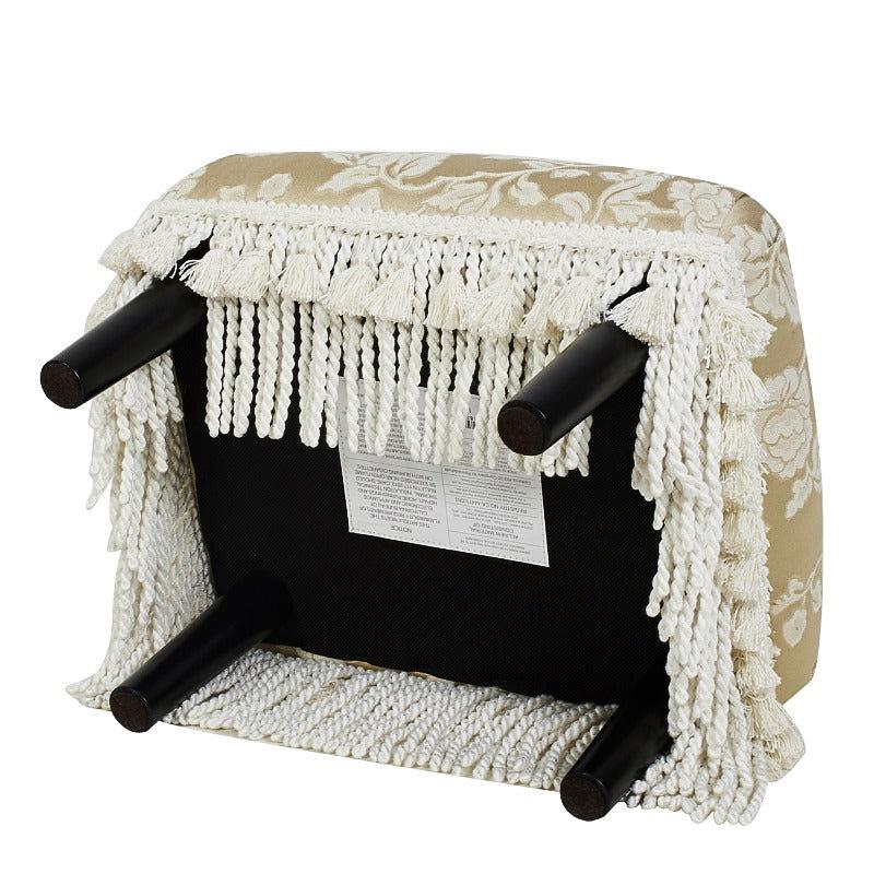 Champagne Floral Jacquard Footstool — underside and short legs of the footstool
