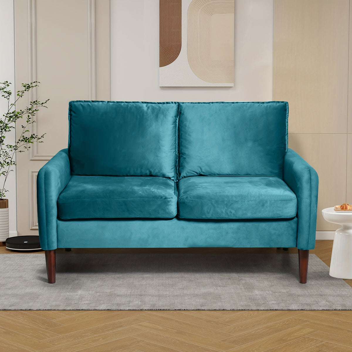 Bilhilury Velvet Loveseat — greyish cyan upholstery option.