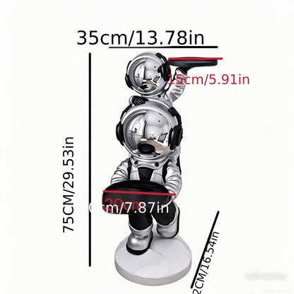 Astronaut Side Table with Two Display Trays - Space Dual Tray Silvery