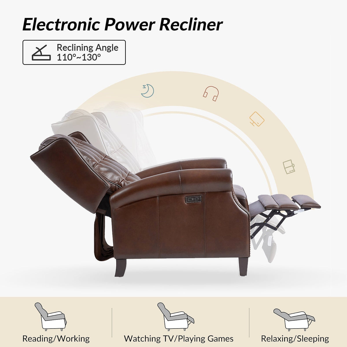 Hulala Leather Power Recliner with USB-C — gallery view 15 of 17