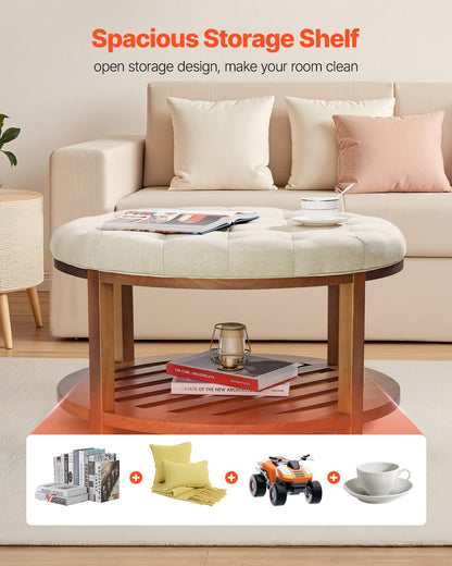 Round table slatted lower shelf graphic