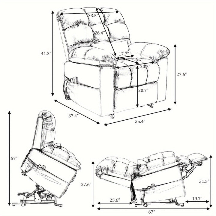 Restreal Brown Power Lift Recliner with Massage — gallery view 6 of 6