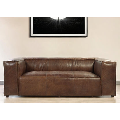 98" Brown Top Grain Leather Sofa With Black Legs - 490999