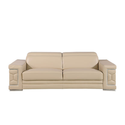 Two Piece Beige Genuine Leather Five Person Seating Set - 549000