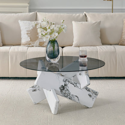 Smoked-glass cross-base table