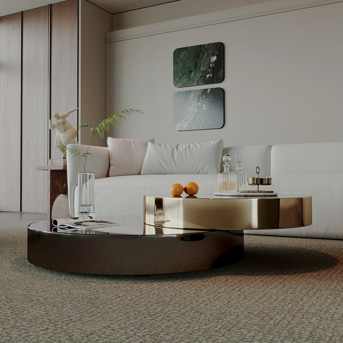 Extended rotating coffee table