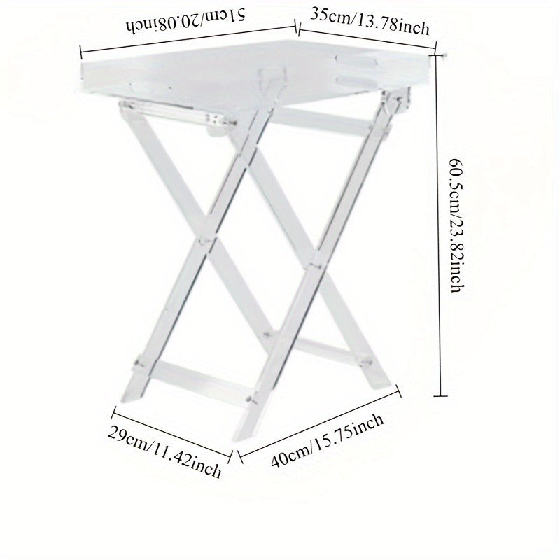 Portable Acrylic Folding Coffee Table - Transparent Lightweight Foldable Design, Classic Style Bedside Storage Tray for Living Room, Dorm, Office - Durable Plastic Home Decor