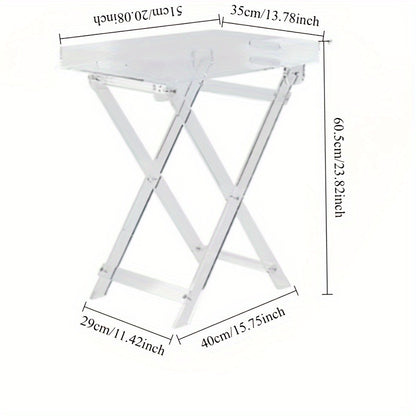 Portable Acrylic Folding Coffee Table - Transparent Lightweight Foldable Design, Classic Style Bedside Storage Tray for Living Room, Dorm, Office - Durable Plastic Home Decor