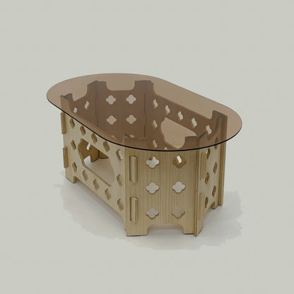 Overhead oval cutout table