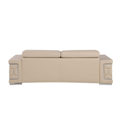 Two Piece Beige Genuine Leather Five Person Seating Set - 549000
